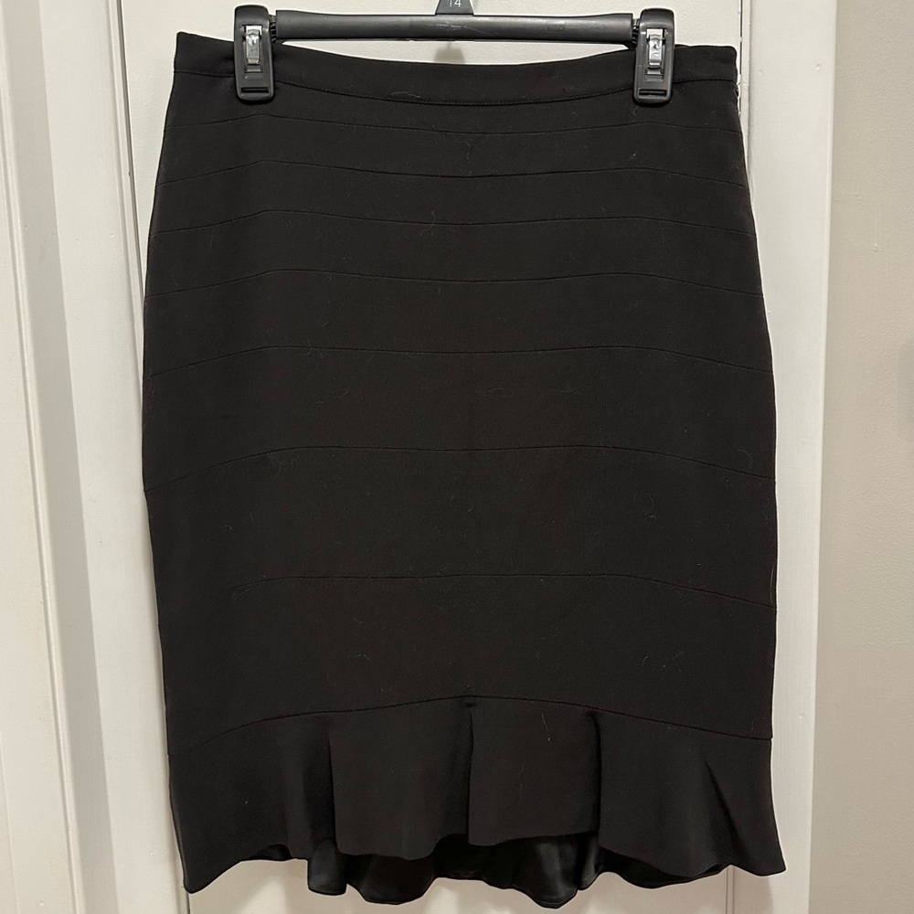 HD In Paris Anthropologie Skirt 10 Black Hi Low Ruffle Whimsigoth Office Party
